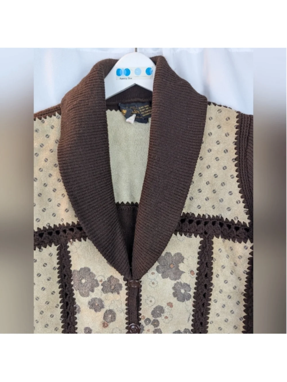 Vintage High Fashion Leather Floral Western Knit Woman S in VGUC Jacket Boho